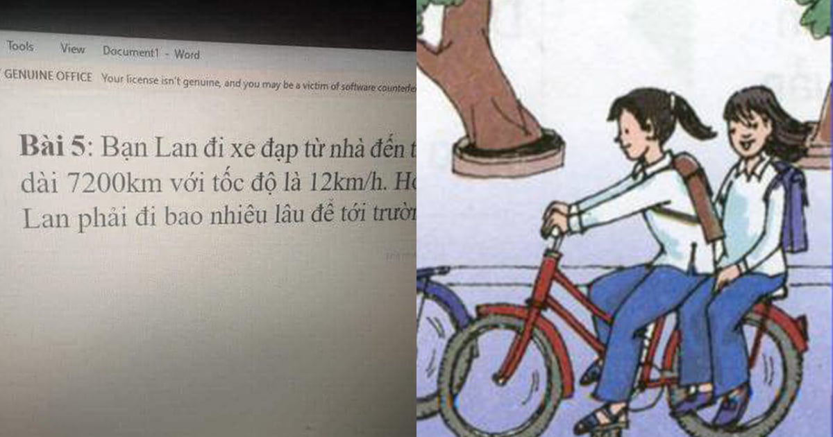Bài toán “Bạn Lan đi xe đạp từ nhà đến trường dài 7200km” có gì h.ot khiến MXH rần rần?