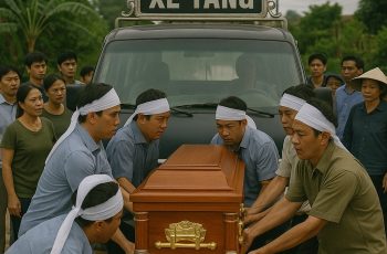 Xe tang vừa mới lăn bánh được 5 phút thì điện thoại của người mất trong quan tài reo vang không ngớt
