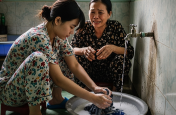 Con gái lấy chồng cả năm không về ngoại, tôi nhớ quá đến thăm thấy con đang ngồi giặt tã lót chất thành đống ngoài cổng. Ông bà thông gia mặt đăm đăm khó chịu qu::át con dâu như ô s/i/n