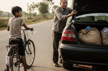 Thằng Bé Đạp Xe 40km Chạy Theo Một Chiếc Ô Tô nào ngờ 3 Giờ Sau, Tài Xế Mở Cốp Xe Mà Chân Tay Rụng Rời