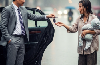 Trên đường đến sân bay công tác, giám đốc đưa chìa khóa căn biệt thự của mình cho một người ăn xin…